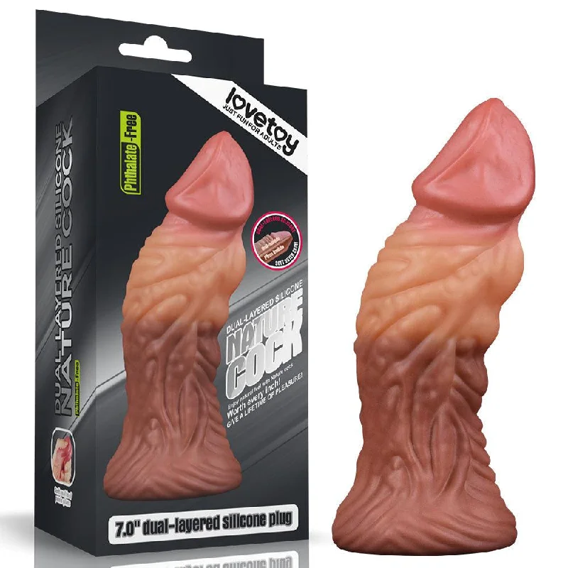 Anal toys with flexible finish-Nature Cock 7in Dual Layer Huge ALIEN Silicone Butt Plug Dildo