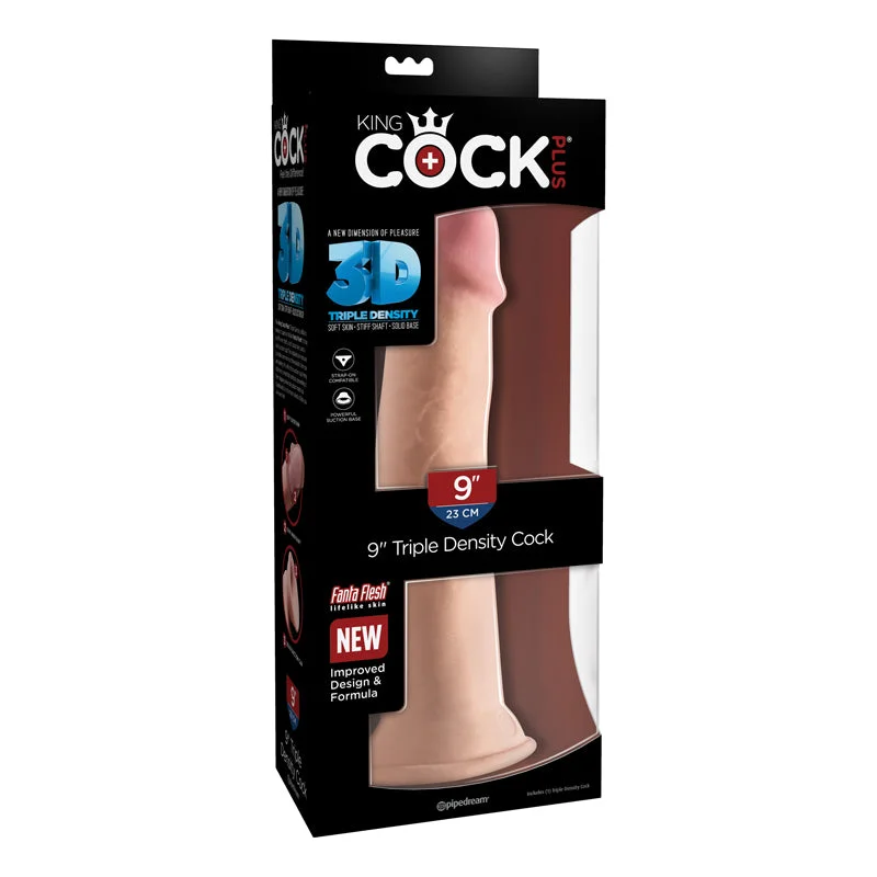 rigid dildo-King Cock Triple Density 9 inches Cock Beige Dildo