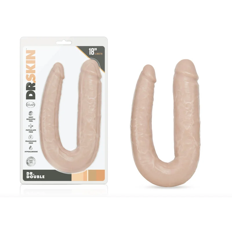 rainbow dildo-Blush Dr. Skin Dr. Double Realistic 18 in. Dual-Ended Dildo Beige