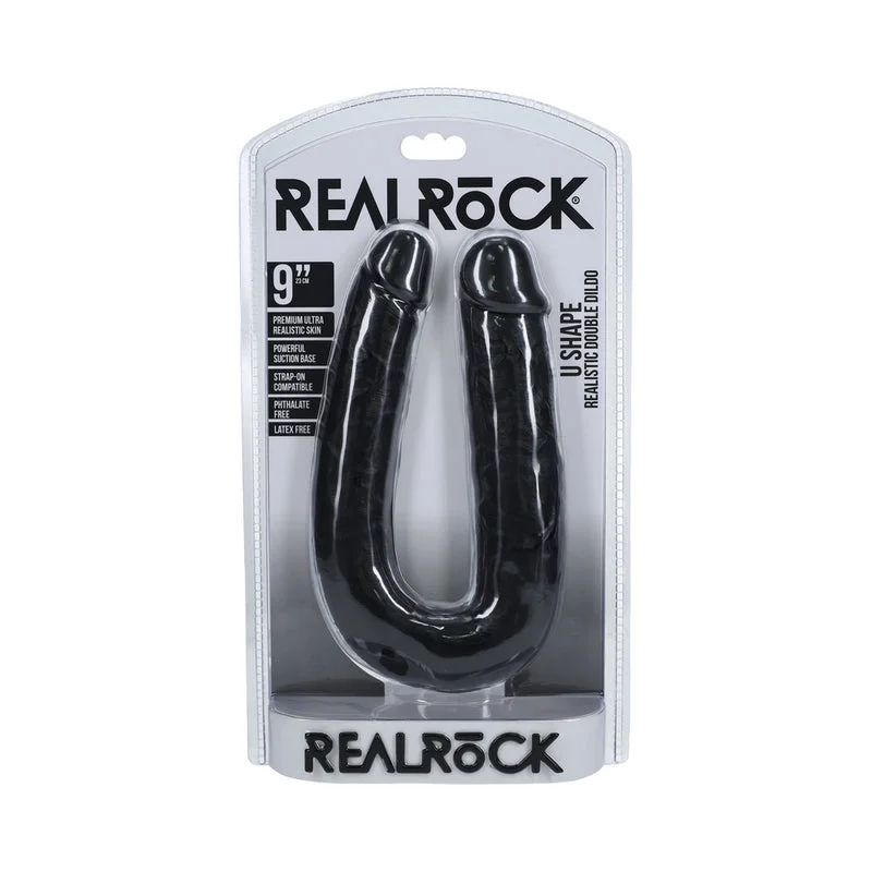 penis-medical-techniques-penis-pump-reviews-RealRock 9 in. U-Shaped Double Dildo Black