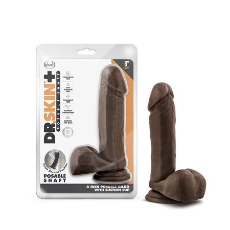 penis-hygiene-benefits-penis-medical-treatments-Blush Dr. Skin Plus Realistic 8 in. Triple Density Posable Dildo with Balls & Suction Cup Brown