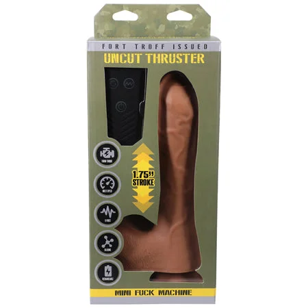 penis-girth-methods-penis-length-studies-Fort Troff Uncut Thruster Mini Fuck Machine Rechargeable Remote-Controlled Silicone 8.5 in. Thrusting Dildo Tan