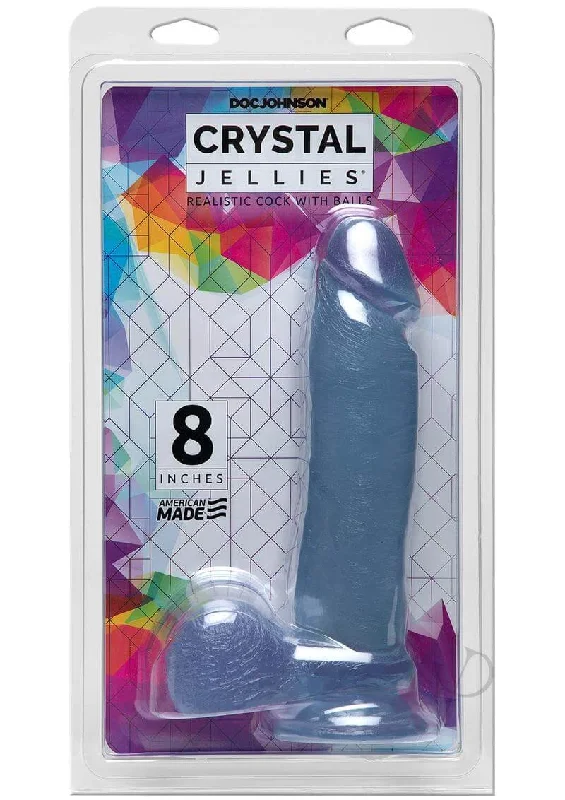 cock ring glossy-Crystal Jellies 8-Inch Realistic Cock with Balls Clear: Lifelike Pleasure for Unforgettable Moments