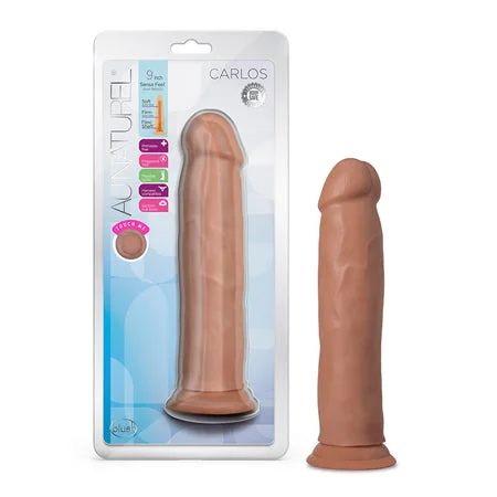 penis-length-advice-penis-sensitivity-issues-Blush Au Naturel Carlos 9 in. Posable Dual Density Dildo with Suction Cup Tan