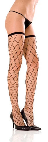 Sexy lingerie stretchy-Fence Net Thigh Highs - Black - One Size