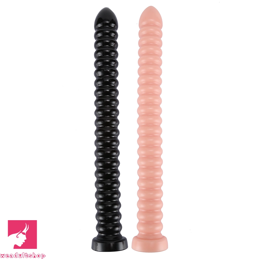 Anal toys with flexible tip-18.31in Extra Long PVC Huge Dildo Spiral Beads Anal Real Butt Plug