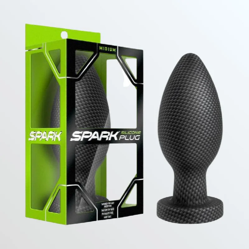 Anal toys with smooth surface-Spark Medium 5" Long Platinum Silicone Butt Plug