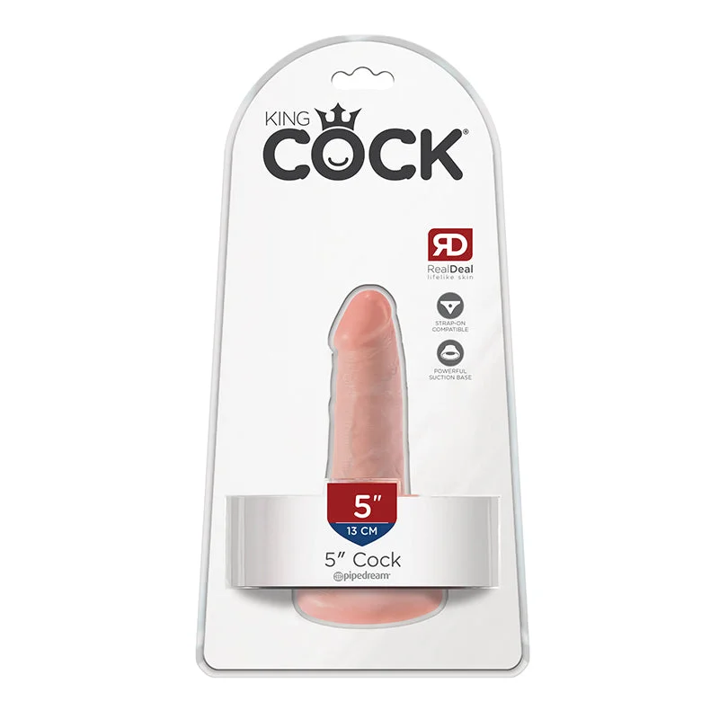 vibrating brown dildo-King Cock 5" Dildo - Beige