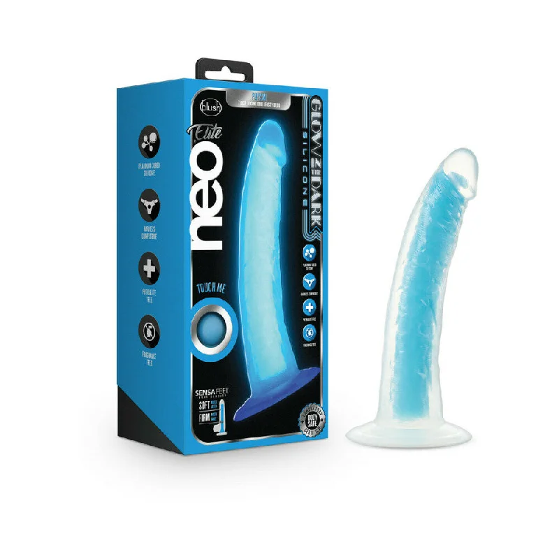 cock ring alternatives-Neo Elite Glow-in-the-dark Prysm 7" Silicone Dual-density Neon Blue