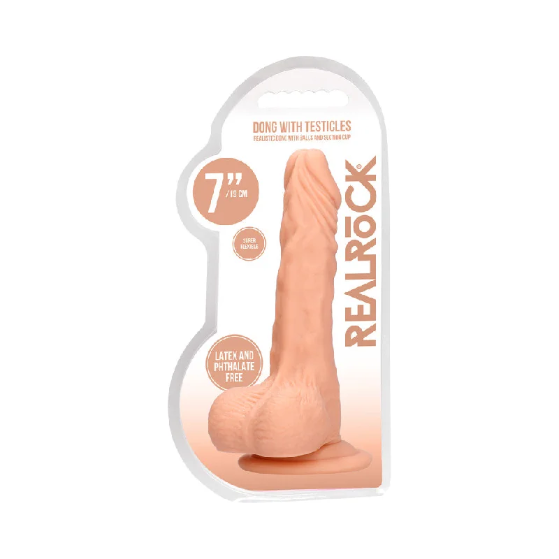 penis-growth-facts-penis-enlargement-methods-RealRock Realistic 7 in. Dildo With Balls and Suction Cup Beige