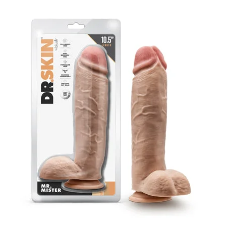 penis-size-reviews-penis-injury-recovery-Dr. Skin Mr. Mister 10.5 in. Dildo with Balls Beige