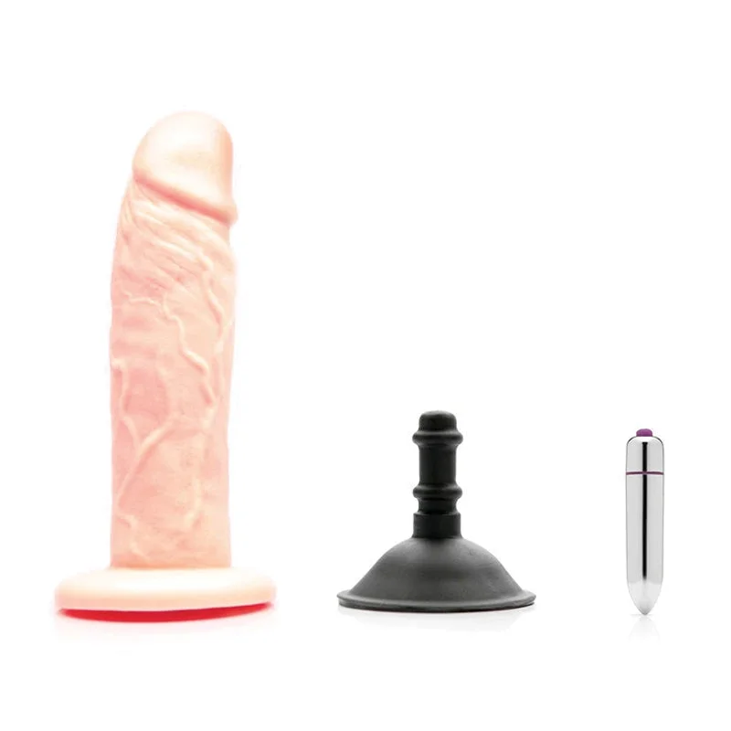 beginner dildo-Tantus Sam O2 Vibrating Dual Density Dildo Kit Warm Ivory (Bag)