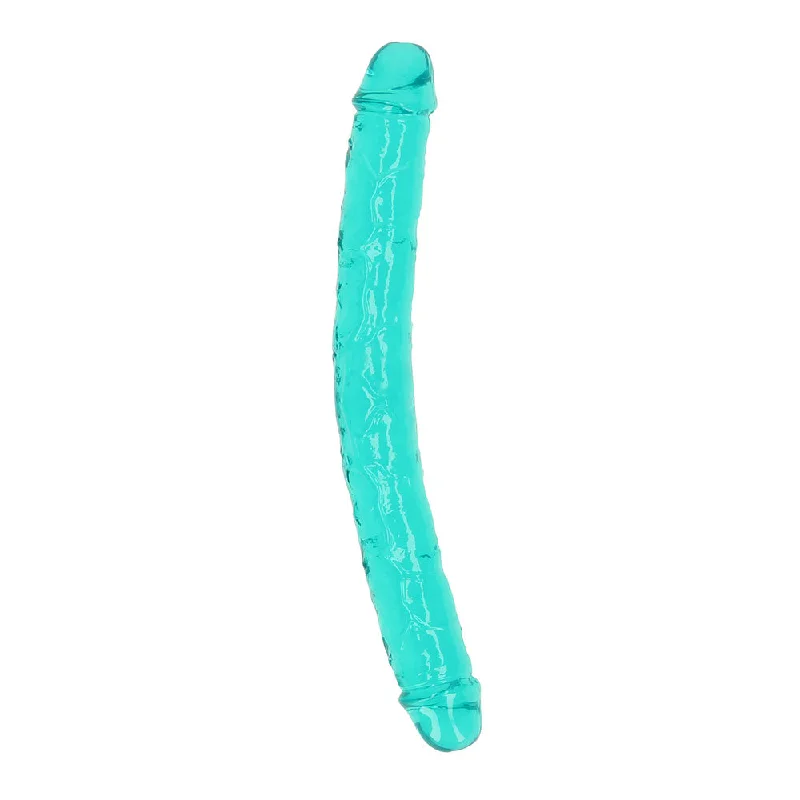 penis-hygiene-facts-penis-natural-remedies-RealRock Crystal Clear Double Dong 13 in. Dual-Ended Dildo Turquoise