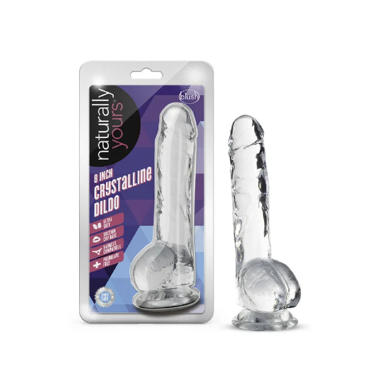 hard glass dildo-Naturally Yours - 8" Crystalline Dildo - Clear