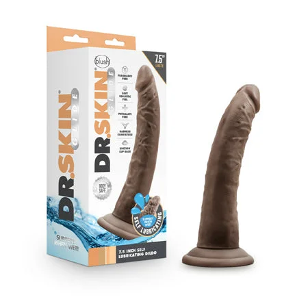 penis-confidence-studies-penis-function-problems-Blush Dr. Skin Glide Realistic 7.5 in. Self-Lubricating Dildo with Suction Cup Brown