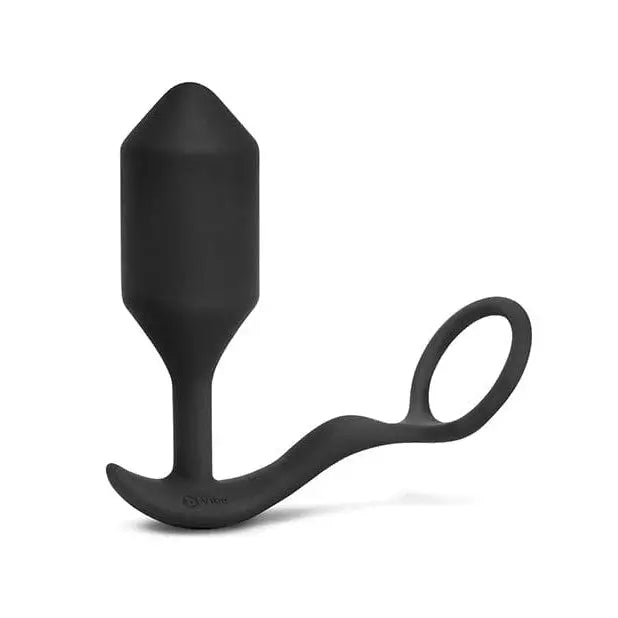 cock ring UV resistant-b-Vibe Snug & Tug Vibrating and Weighted Silicone Plug & Cock Ring