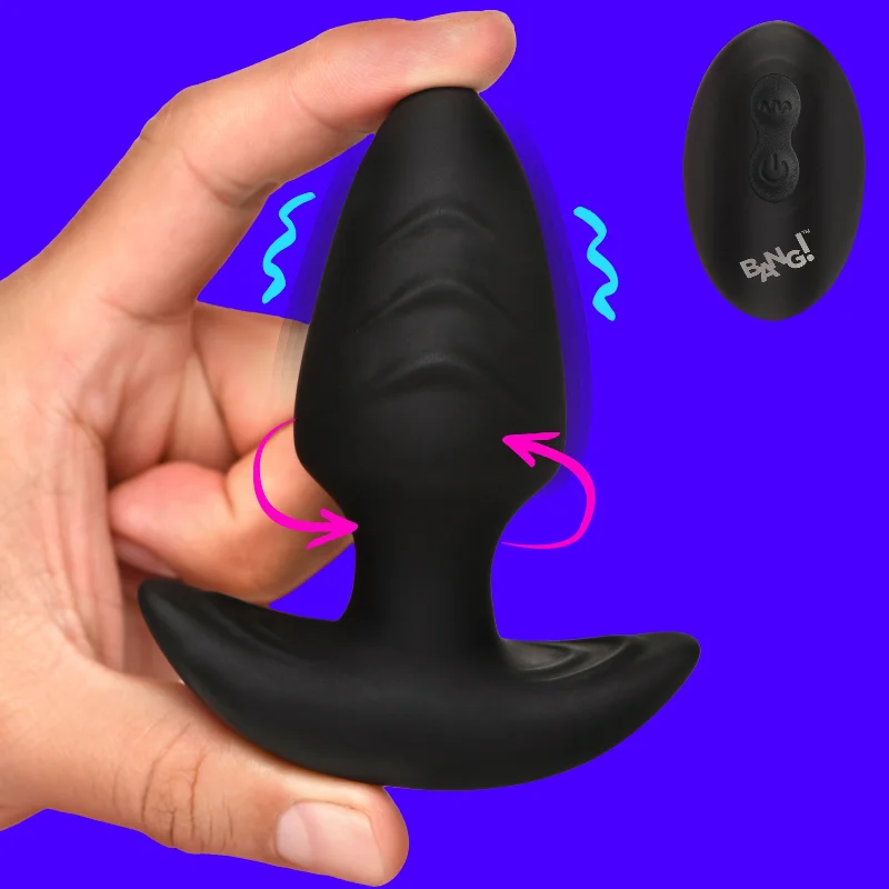 cock ring opaque-Rotating and Vibrating Silicone Butt Plug