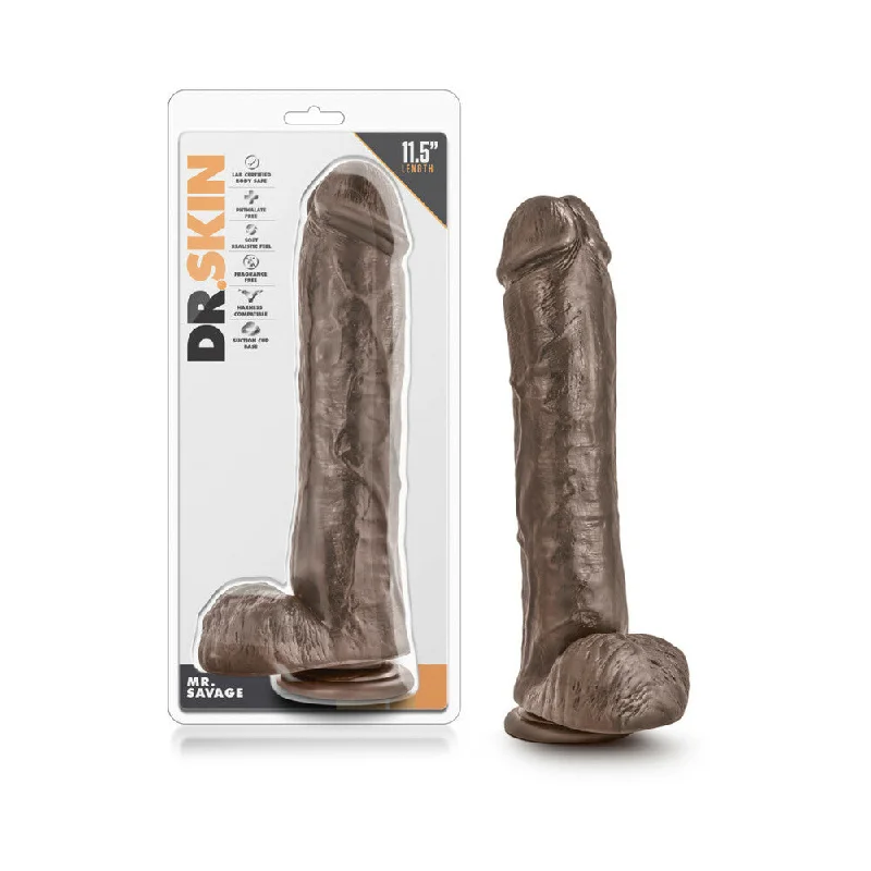 lightweight dildo-Dr. Skin Mr. Savage 11.5 Dildo With Suction Cup - Chocolate