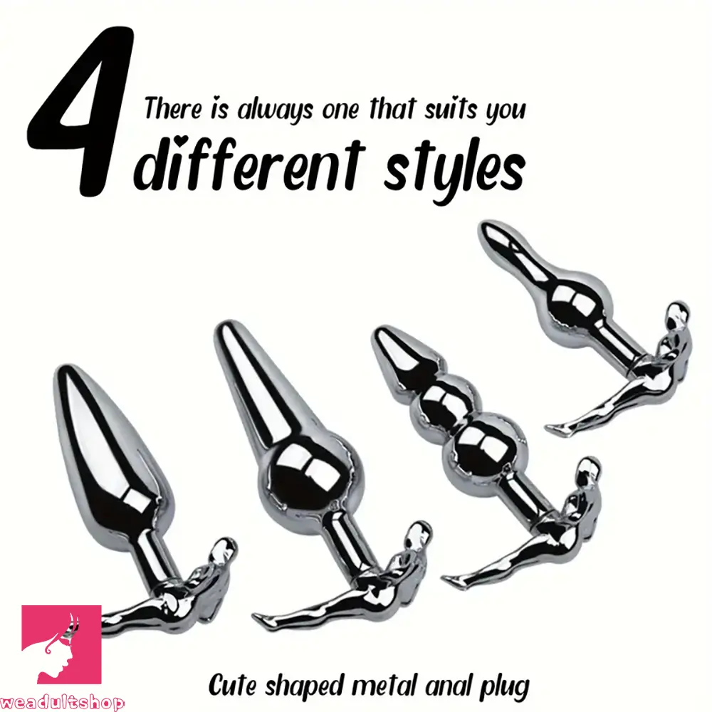 Anal toys with sturdy base-3.52in 3.94in 4.11in 4.49in Cute Shape Small Metal Anal Plug Dildo