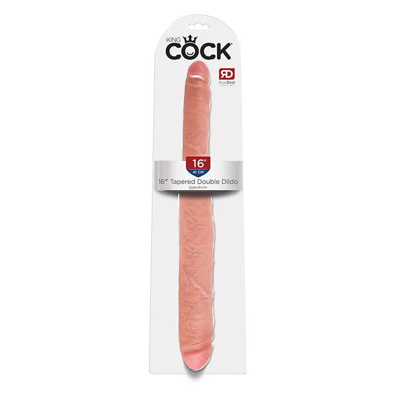 vibrating firm dildo-King Cock 16" Tapered Double Dildo - Beige