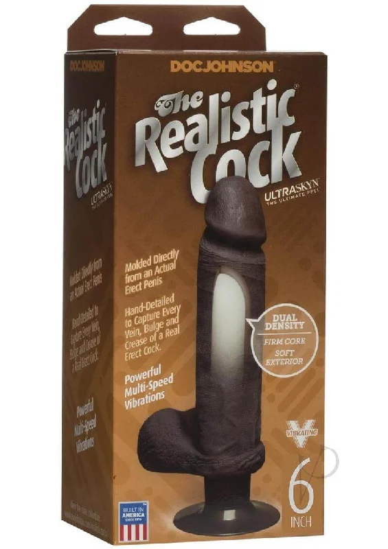 cock ring premium materials-The Vibro Realistic Cock 6 Black - Lifelike Dual-Density Pleasure