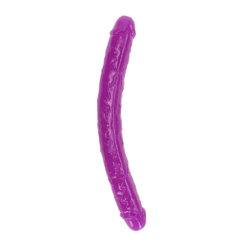 penis-growth-products-penis-size-myths-RealRock Glow in the Dark Double Dong 15 in. Dual-Ended Dildo Neon Purple