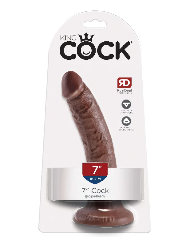 cock ring gag gift-King Cock 7 inches Cock Brown Real Deal RD