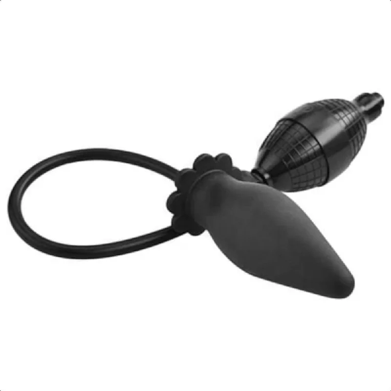 cock ring shatterproof-Black Expanding Silicone Inflatable Butt Plug