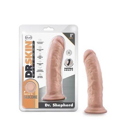 penis-extension-benefits-penis-enlargement-methods-Blush Dr. Skin Silicone Dr. Shepherd Realistic 8 in. Posable Dildo with Suction Cup Beige