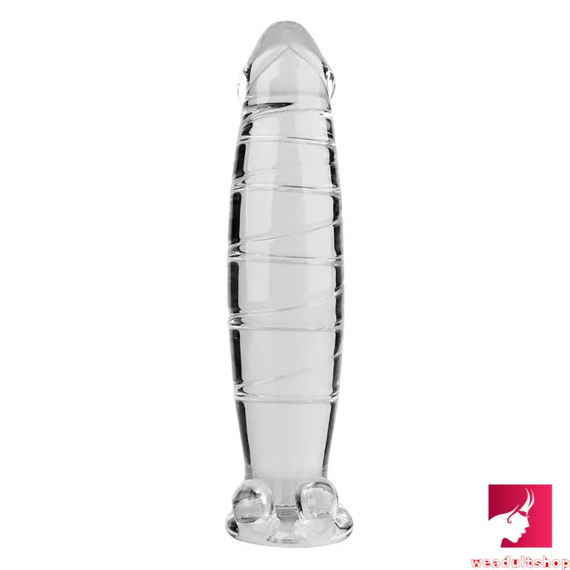 Anal toys with flexible tip-7.36in Thick Glass Dildo With Sucker For Men Anal Masturbation