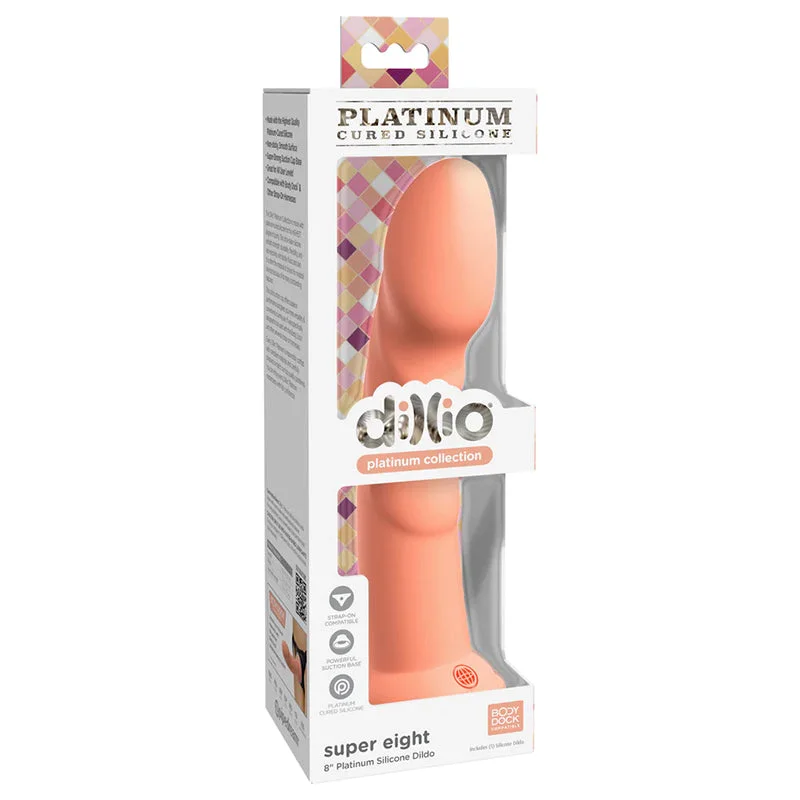 soft dildo-Pipedream Dillio Platinum Collection Super Eight 8 in. Silicone Dildo Peach