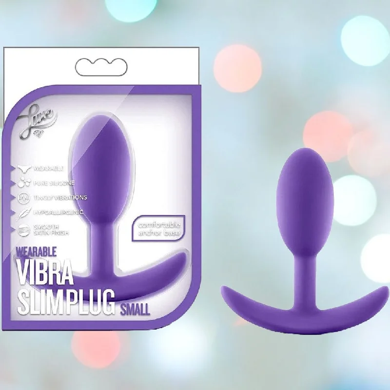 Anal toys with flared edge-Luxe Wearable Vibra Slim Butt Plug - Small Size