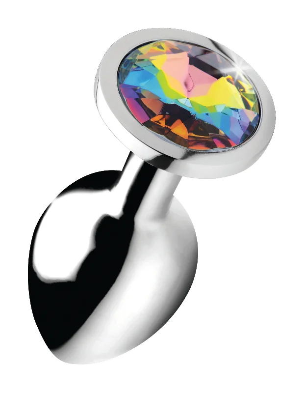 Anal toys with smooth tip-Rainbow Prism Gem Anal Plug - Medium