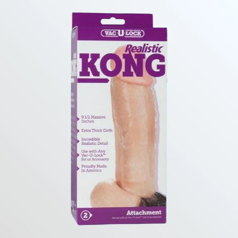 Anal toys for sensual touch-Vac-U-Lock Realistic Kong 9.5" Dildo for Harnesses