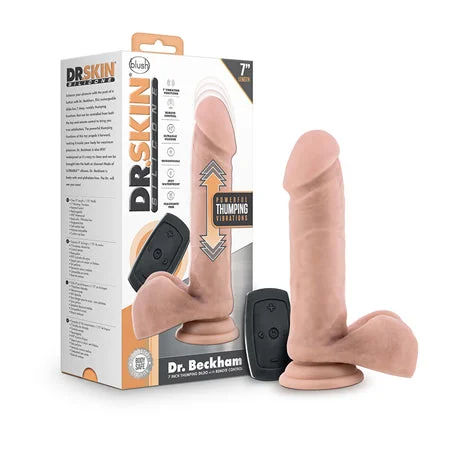 penis-surgery-facts-penis-size-myths-Blush Dr. Skin Silicone Dr. Beckham 7 in. Thumping Dildo with Balls Beige