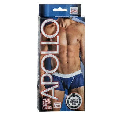 Sexy lingerie tap pants-Apollo Mesh Boxer with C-ring  Blue - Large-extra Large