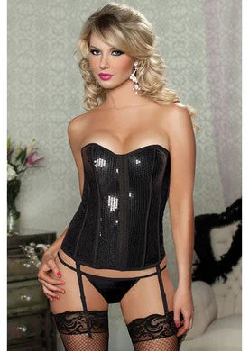 Sexy lingerie gift-Sparkle and Shine Sequin  Bustier Set - Black - Medium