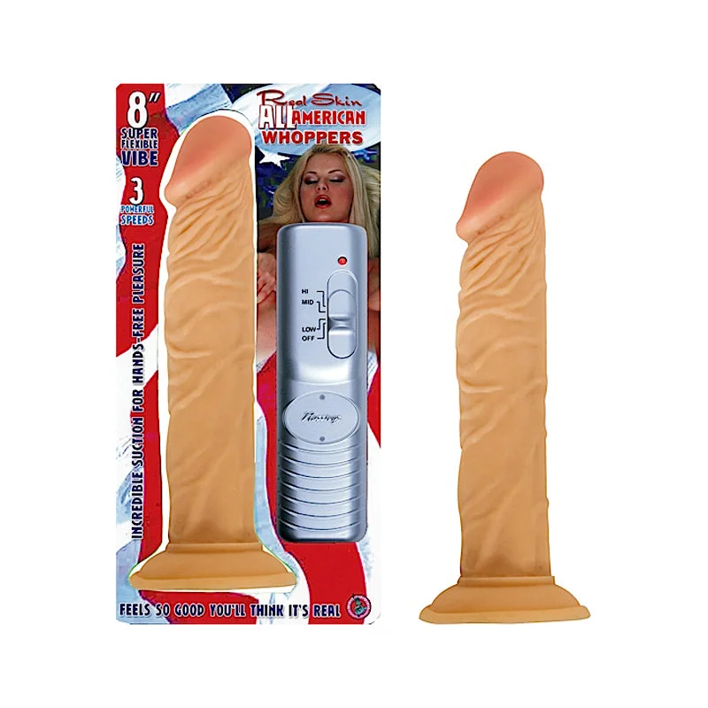 lightweight realistic dildo-All American Whopper Vibrating 8 inches Dildo Beige