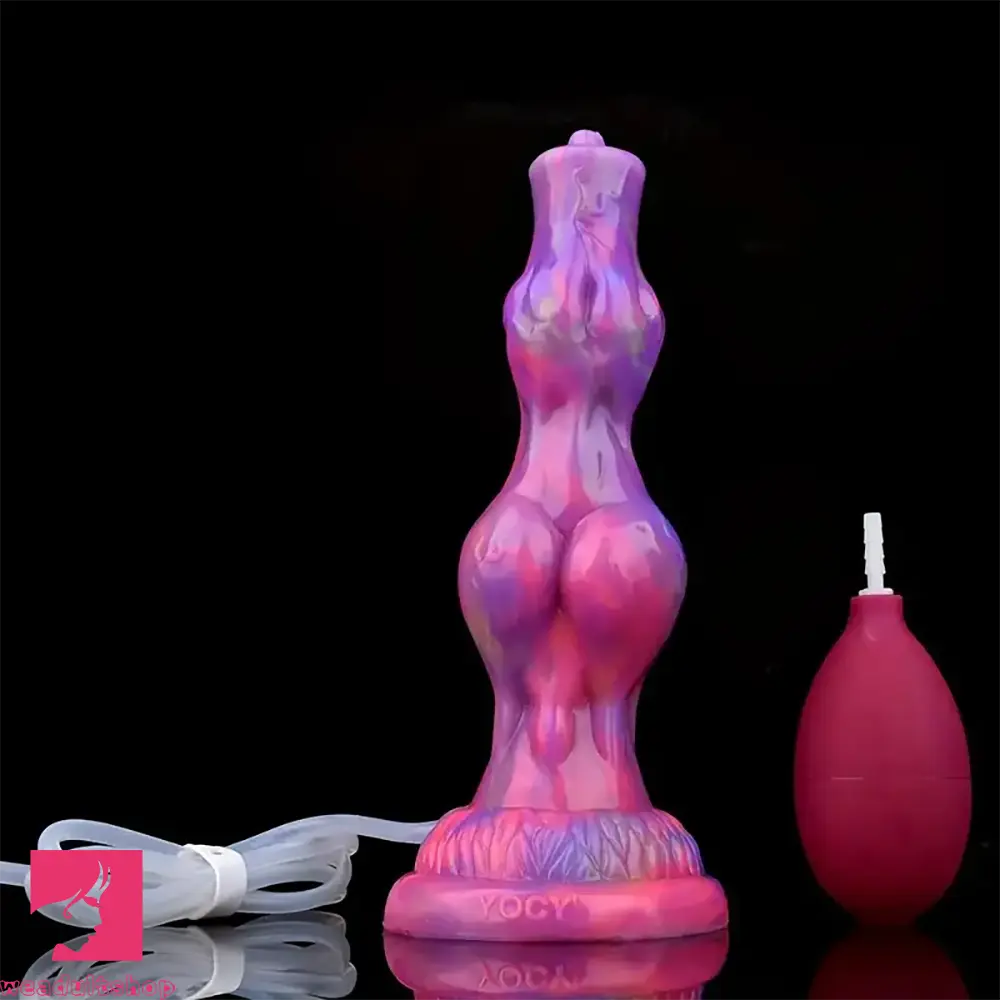 Anal toys with slim profile-8.07in Luminous Squirting Knot Animal Big Silicone Soft Dildo For Anal