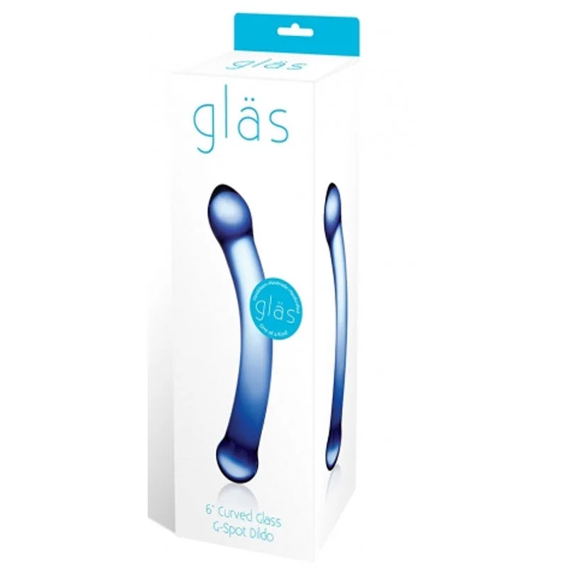 realistic eco-friendly dildo-Glas 6 inches Curved Glass G-Spot Dildo Blue