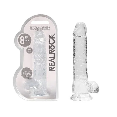 penis-medical-studies-penis-anatomy-facts-RealRock Crystal Clear Realistic 8 in. Dildo With Balls and Suction Cup Clear