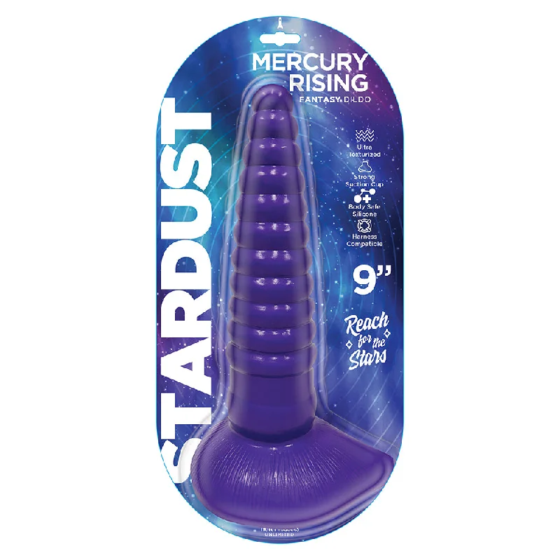 uncircumcised dildo-Stardust Mercury Rising Textured 9 In. Silicone Fantasy Dildo Purple