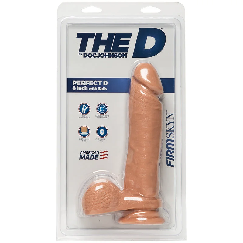 hard dildo-The D The Perfect D 8 inches Dildo with Balls Beige