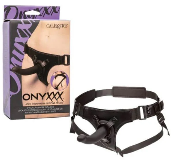 cock ring accessory-Onyxxx Jock Strap with 6” Silicone Probe – Adjustable Strap-On for Versatile Play