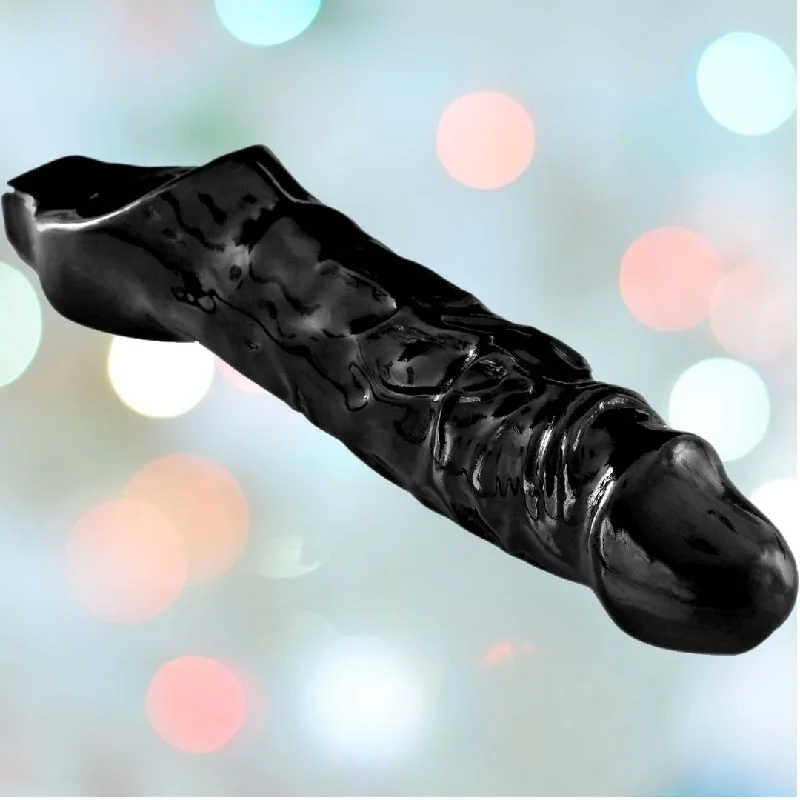 Anal toys for sensual games-Mamba Cock Sheath Penis Extender - Black