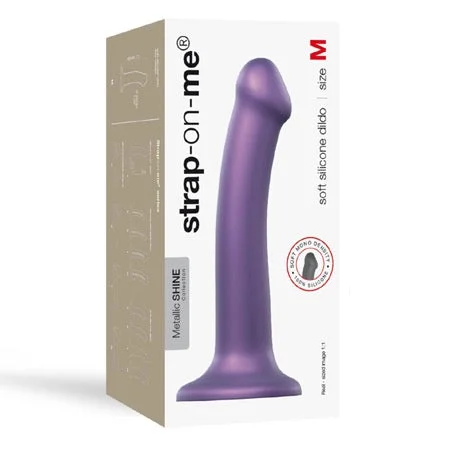 penis-injury-techniques-penis-health-tips-Strap-On-Me Metallic Shine Collection Soft Single-Density Silicone Dildo Purple M