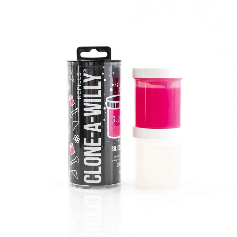 cock ring care tips-Clone-A-Willy Hot Pink Glow in the Dark Silicone Refill Kit