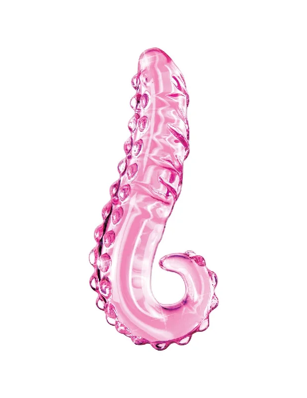 battery-powered dildo-Pipedream Icicles No. 24 Pink Textured Glass Tentacle Dildo