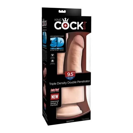 penis-growth-reviews-penis-function-problems-Pipedream King Cock Plus Triple Density Double Penetrator 9.5 in. Realistic Dildo Beige