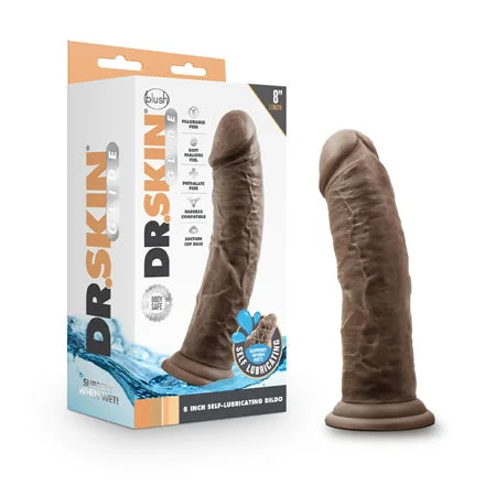 penis-enlargement-problems-penis-medical-treatments-Blush Dr. Skin Glide Realistic 8 in. Self-Lubricating Dildo with Suction Cup Brown